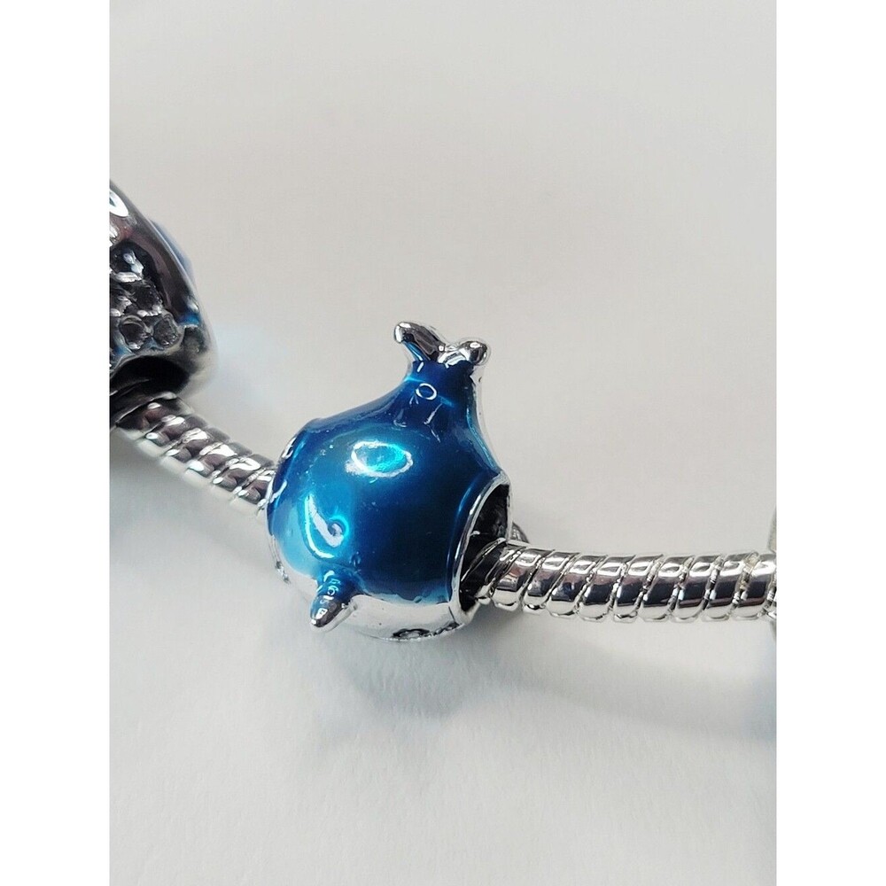 NWT S925 Pandora Style Charm Bracelet Nautilus Shell, Aqua Blue Ocean Charms - Picture 9 of 9